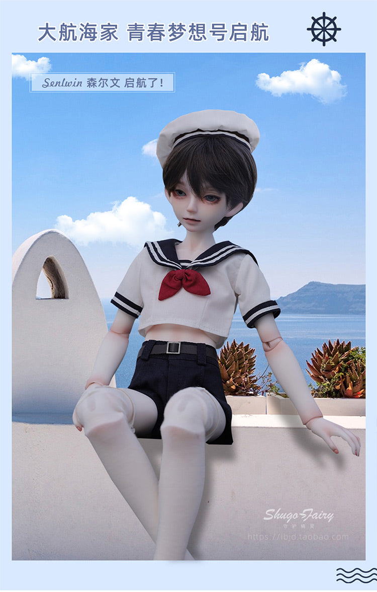 shuga fairy 1/4 スケール 球体関節人形 男 セーラー服 男子高校生 BJDドール 塗装済み 可動 フィギュア 身長42CM メイク済み 仮装でき 樹脂 洋服セット