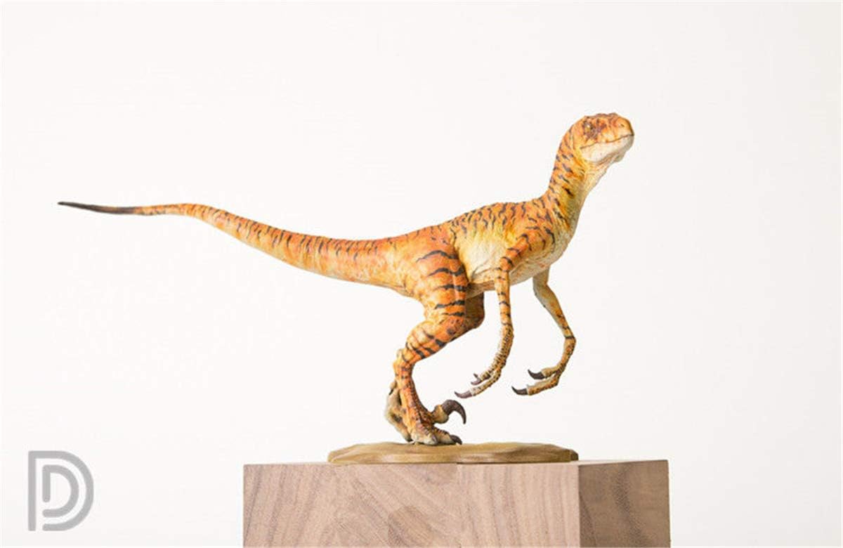DINO DREAM 1/15 サイズ ヴェロキラプトル 恐竜 小型 肉食 リアル フィギュア PVC プラモデル 大人のおもちゃ 模型 プレゼント プレミアム 24cm級 オリジナル スタチュー 塗装済 完成品 置物 3色 台座付き (ヒョウ)