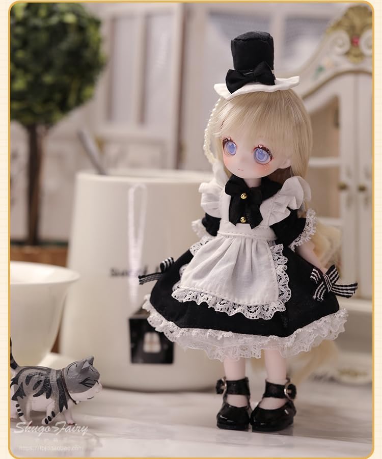 shuga fairy 1/8 スケール 球体関節人形 女 メイド少女 幼女体 学園 BJDドール 塗装済み 可動 フィギュア 身長14.5CM メイク済み 樹脂 洋服セット