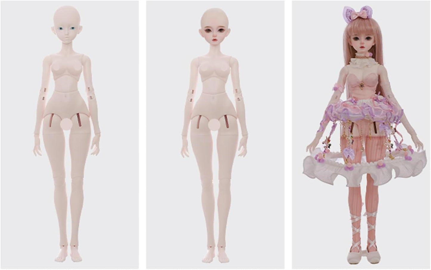 BACALYSO | shuga fairy 1/4 スケール 球体関節人形 女 紫 アイドル少女 BJDドール 可動 フィギュア 身長44CM メイク済み 仮装でき プリンセス ドレス 可愛い 樹脂 洋服セット 誕生日 プレゼント (素体(化粧済み))