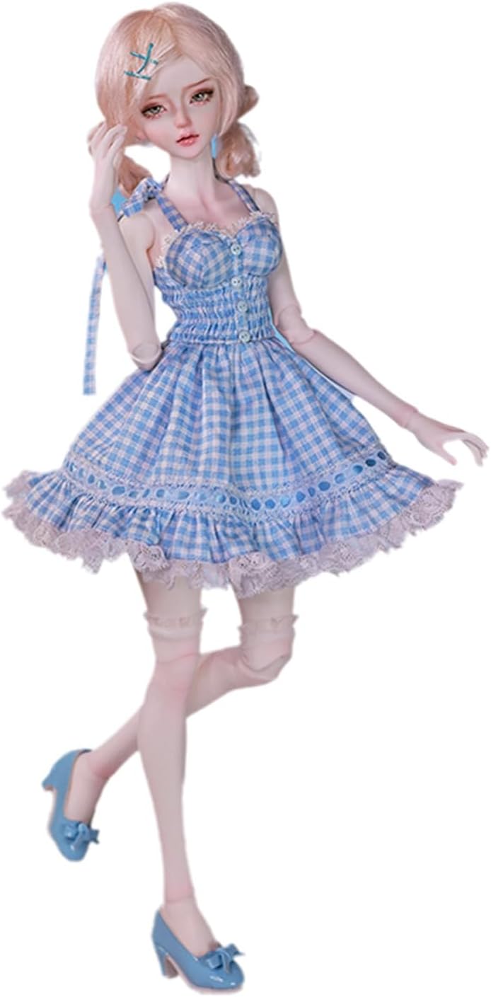 BACALYSO | shuga fairy 1/4 スケール 球体関節人形 女 レーススカート 可愛いネコ ドレス BJDドール 可動 フィギュア 身長44CM メイク済み 仮装でき 可愛い 樹脂 服セット (ブルースカート)
