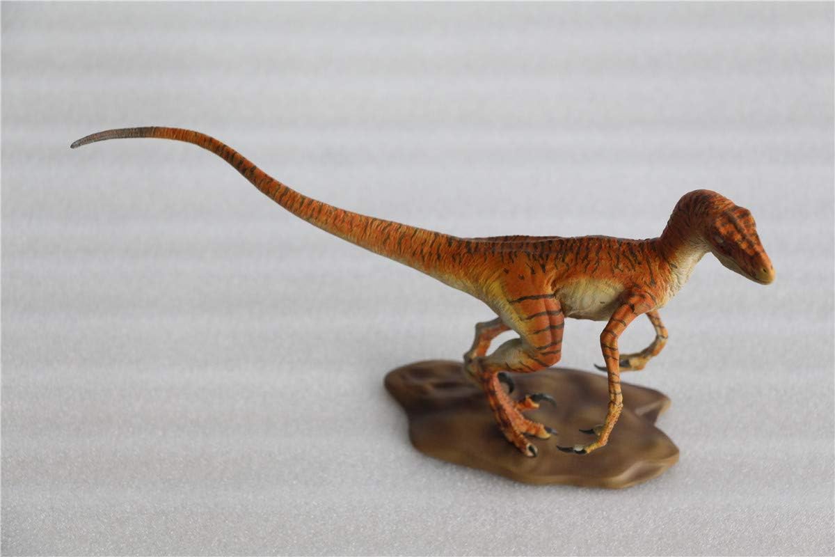 DINO DREAM 1/15 サイズ ヴェロキラプトル 恐竜 小型 肉食 リアル フィギュア PVC プラモデル 大人のおもちゃ 模型 プレゼント プレミアム 24cm級 オリジナル スタチュー 塗装済 完成品 置物 3色 台座付き (ヒョウ)