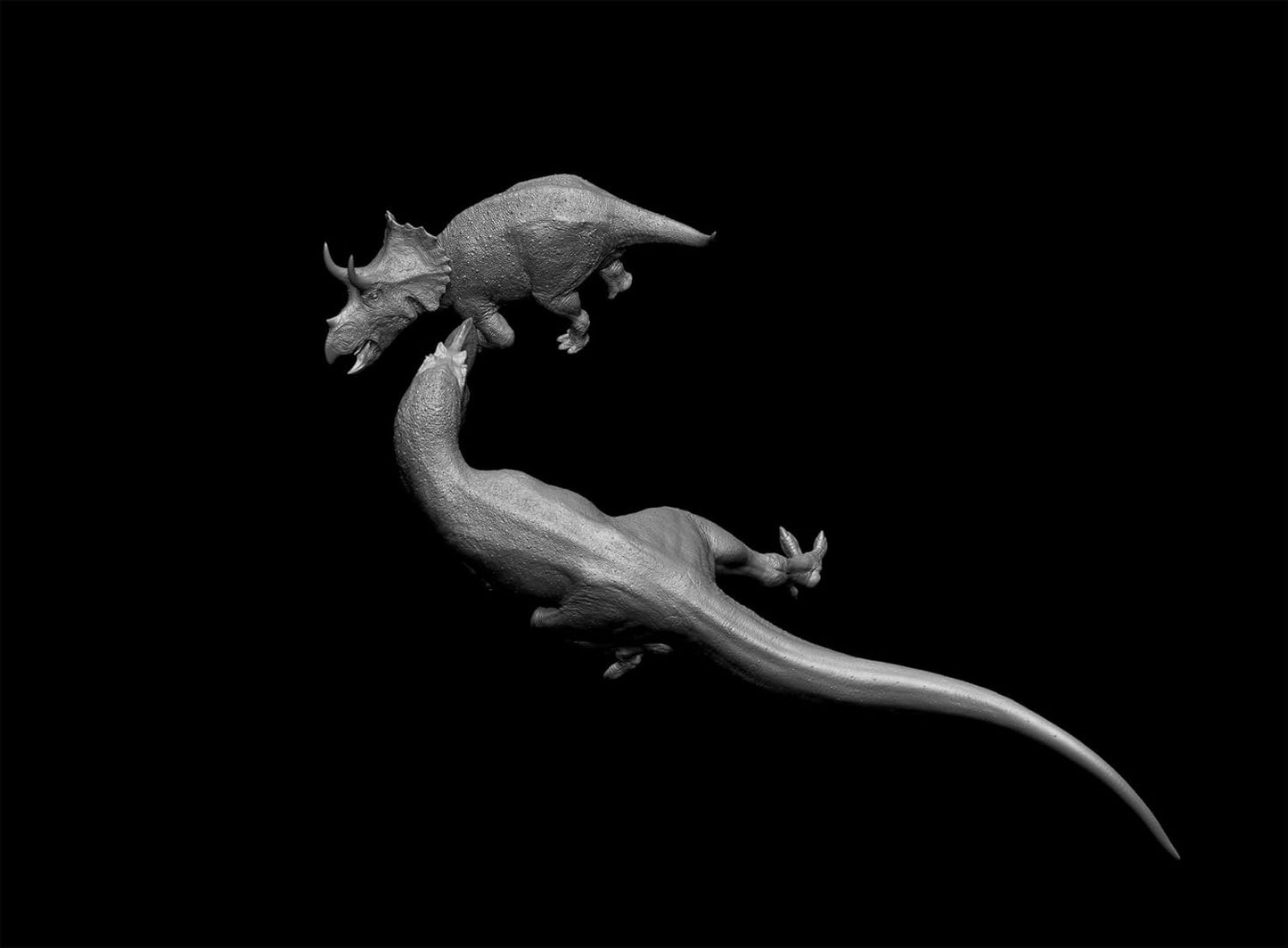 SHOWANNA 1/18スケール アルバートサウルスがトリケラトプスを捕食 獣脚類 恐竜 リアル フィギュア 35CM級 情景セット 樹脂 プラモデル 模型 スタチュー 台座付き (塗装済み)