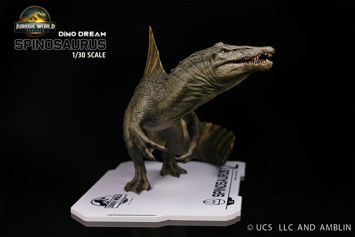 DINO DREAM 1/30 サイズ スピノサウルス 立ち姿 白亜紀 ティタノサウルス類 鳥吻類 恐竜 22cm級 フィギュア 樹脂 プラモデル 模型 シーン 情景セット 塗装済 台座付き