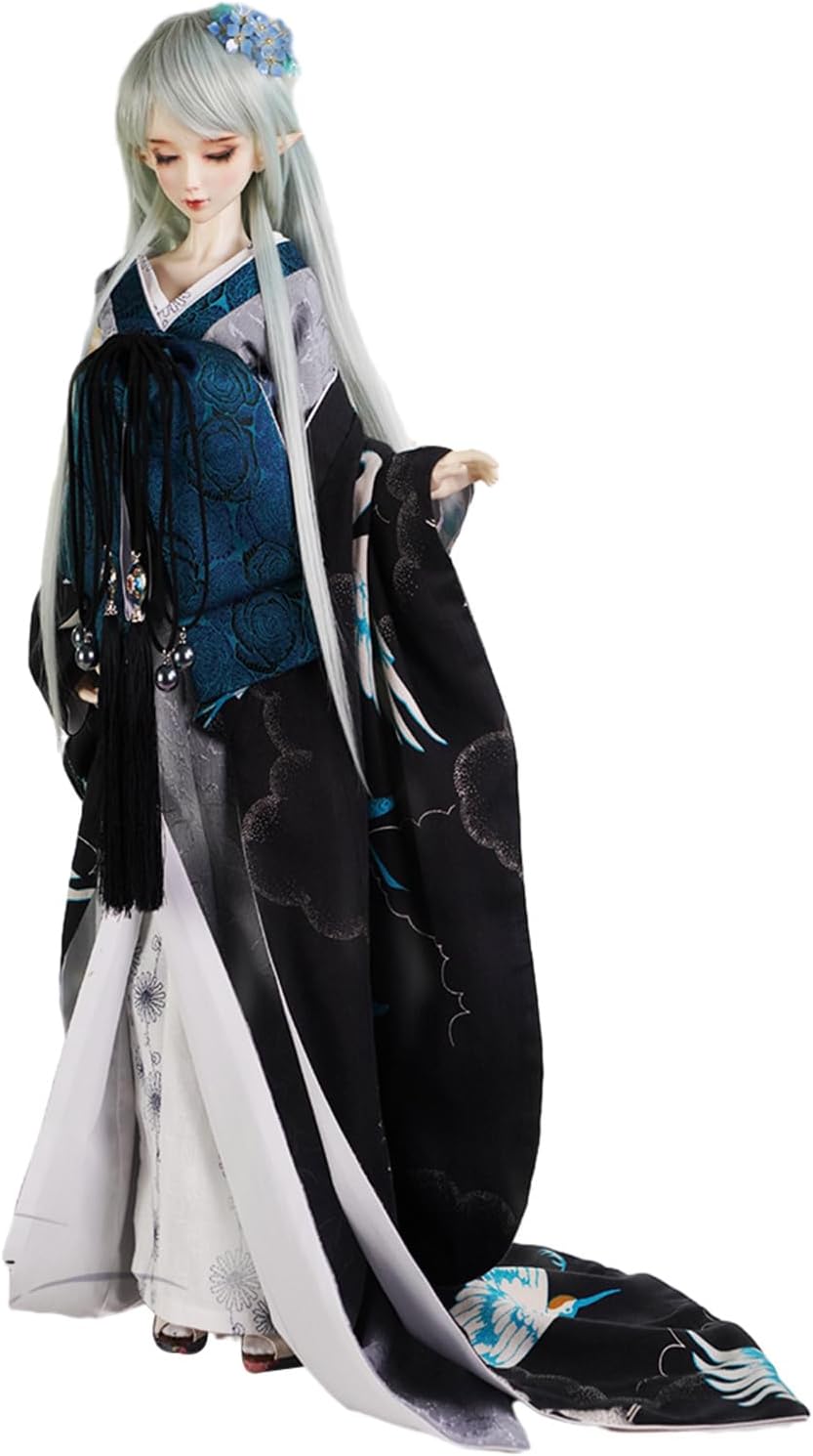 蘭亭集夢 1/3 1/4 1/6 スケール BJD 人形服 花魁 花嫁 青鸞月鶴 女の子 着物 晴れ着 8点セット 振袖 着物 和柄 人形服 着せ替え 服 仮装 服セット