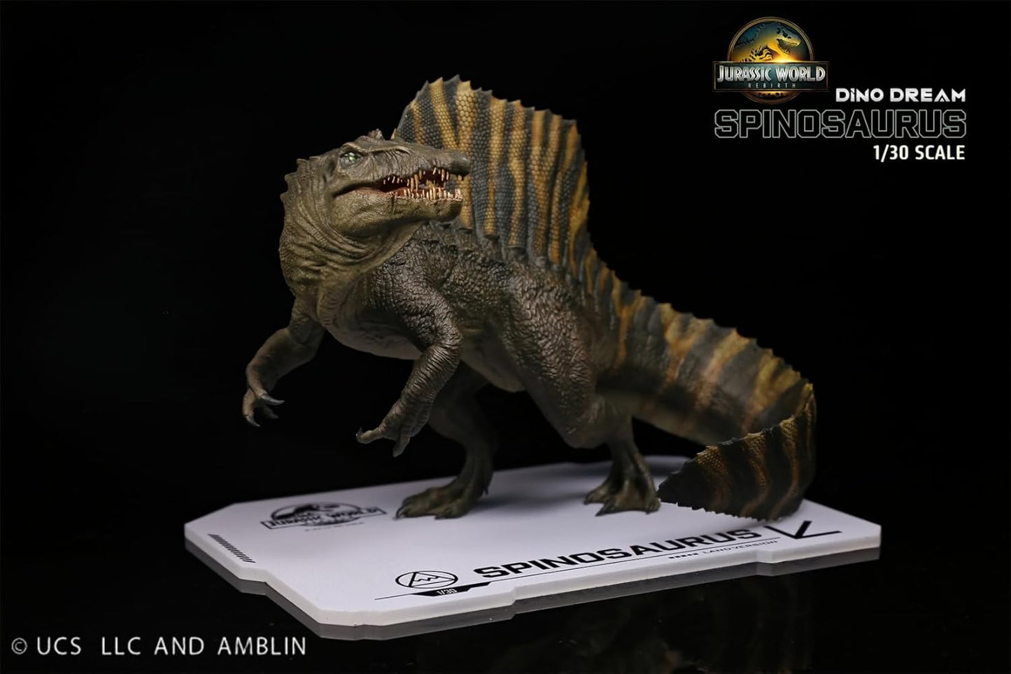 DINO DREAM 1/30 サイズ スピノサウルス 立ち姿 白亜紀 ティタノサウルス類 鳥吻類 恐竜 22cm級 フィギュア 樹脂 プラモデル 模型 シーン 情景セット 塗装済 台座付き