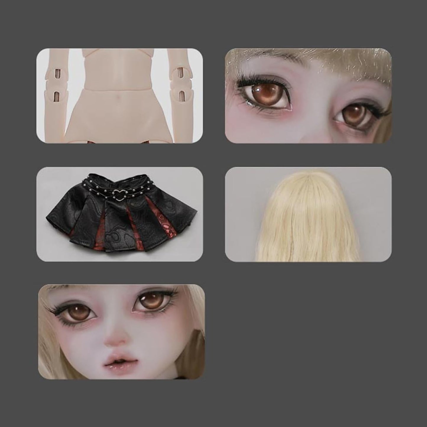 BACALYSO | shuga fairy 1/4 スケール 球体関節人形 女 ミナ ゴシック 暗黒風 スカート 少女 BJDドール 可動 フィギュア 身長44CM メイク済み プリンセス ドレス 可愛い 樹脂 洋服セット プレゼント (完成品)