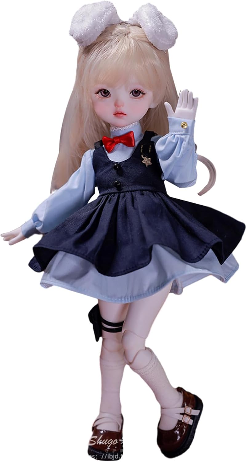 BACALYSO | shuga fairy 1/6 スケール 球体関節人形 Damita 兎 動物警官 兎耳 少年 少女BJDドール 可動 フィギュア 身長29CM メイク済み 仮装でき 可愛い 樹脂 服セット (女の子)