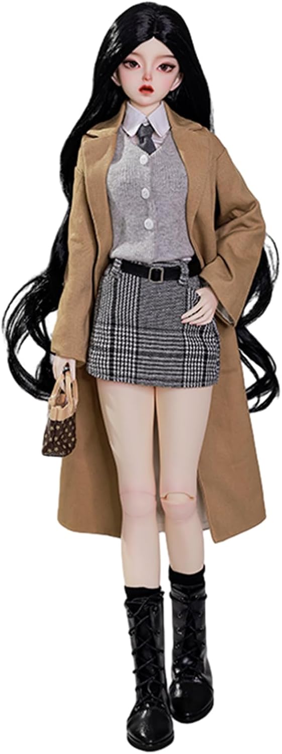 BACALYSO | shuga fairy 1/3 スケール 球体関節人形 女 Verta 学院風 黒髪少女 BJDドール 可動 フィギュア 身長60.5CM メイク済み 仮装でき プリンセス風 ドレス 可愛い 樹脂 洋服セット プレゼント (洋服セット)