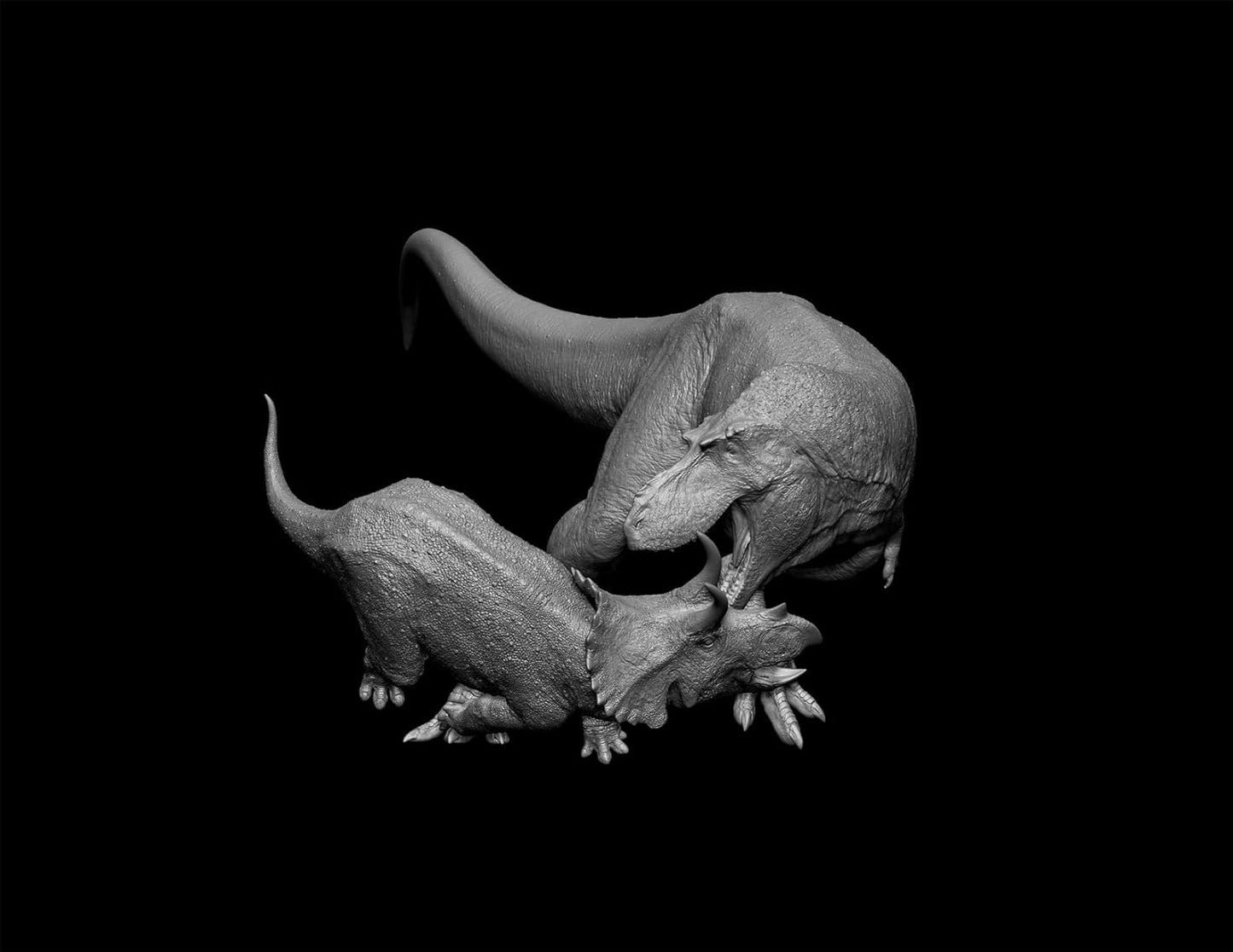 SHOWANNA 1/18スケール アルバートサウルスがトリケラトプスを捕食 獣脚類 恐竜 リアル フィギュア 35CM級 情景セット 樹脂 プラモデル 模型 スタチュー 台座付き (塗装済み)