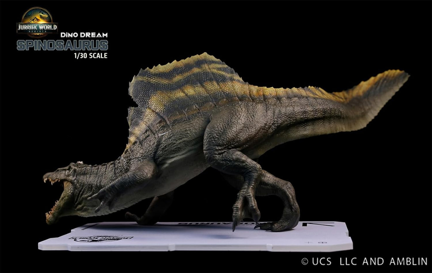 DINO DREAM 1:30 サイズ スピノサウルス 攻撃姿 白亜紀 ティタノサウルス類 鳥吻類 恐竜 30cm級 フィギュア 樹脂 プラモデル 模型 シーン 情景セット 塗装済 台座付き