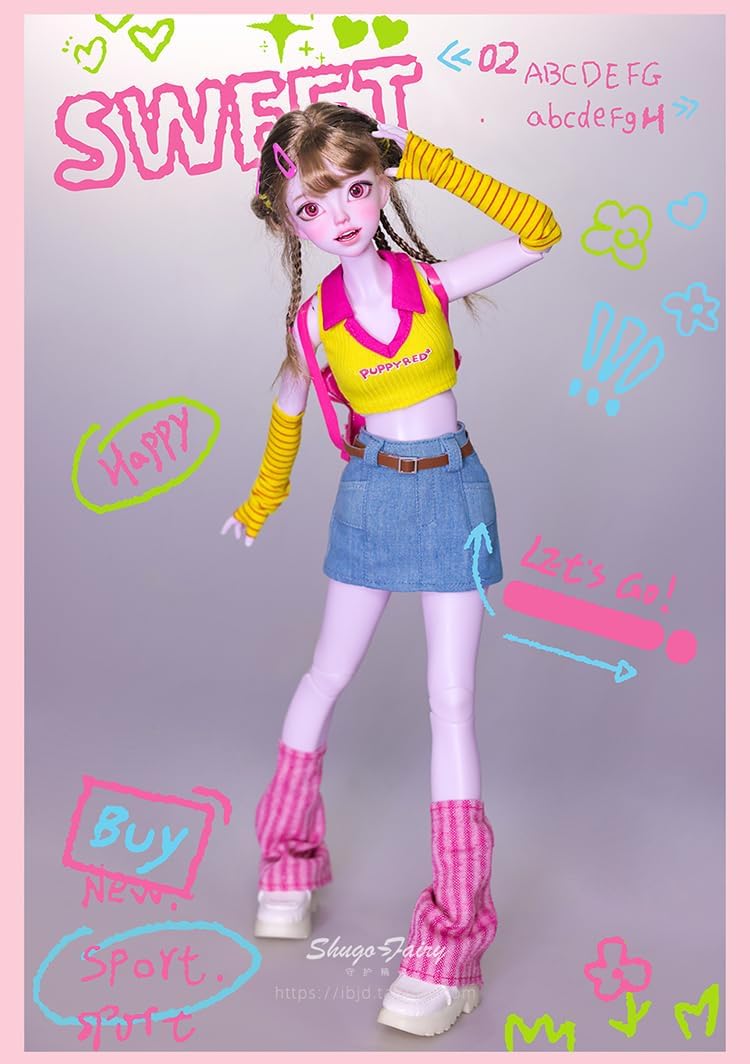 shuga fairy 1/4 スケール 球体関節人形 女 元気少女 アイドル BJDドール 塗装済み 可動 フィギュア 身長44CM メイク済み 樹脂 洋服セット