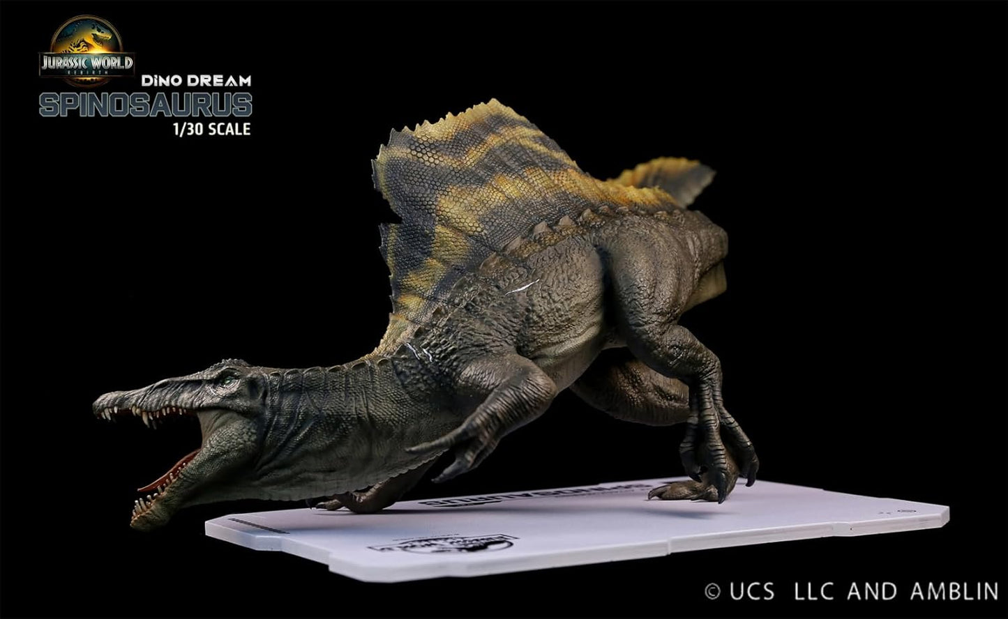 DINO DREAM 1:30 サイズ スピノサウルス 攻撃姿 白亜紀 ティタノサウルス類 鳥吻類 恐竜 30cm級 フィギュア 樹脂 プラモデル 模型 シーン 情景セット 塗装済 台座付き