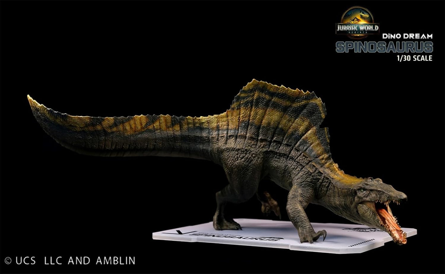 DINO DREAM 1:30 サイズ スピノサウルス 攻撃姿 白亜紀 ティタノサウルス類 鳥吻類 恐竜 30cm級 フィギュア 樹脂 プラモデル 模型 シーン 情景セット 塗装済 台座付き