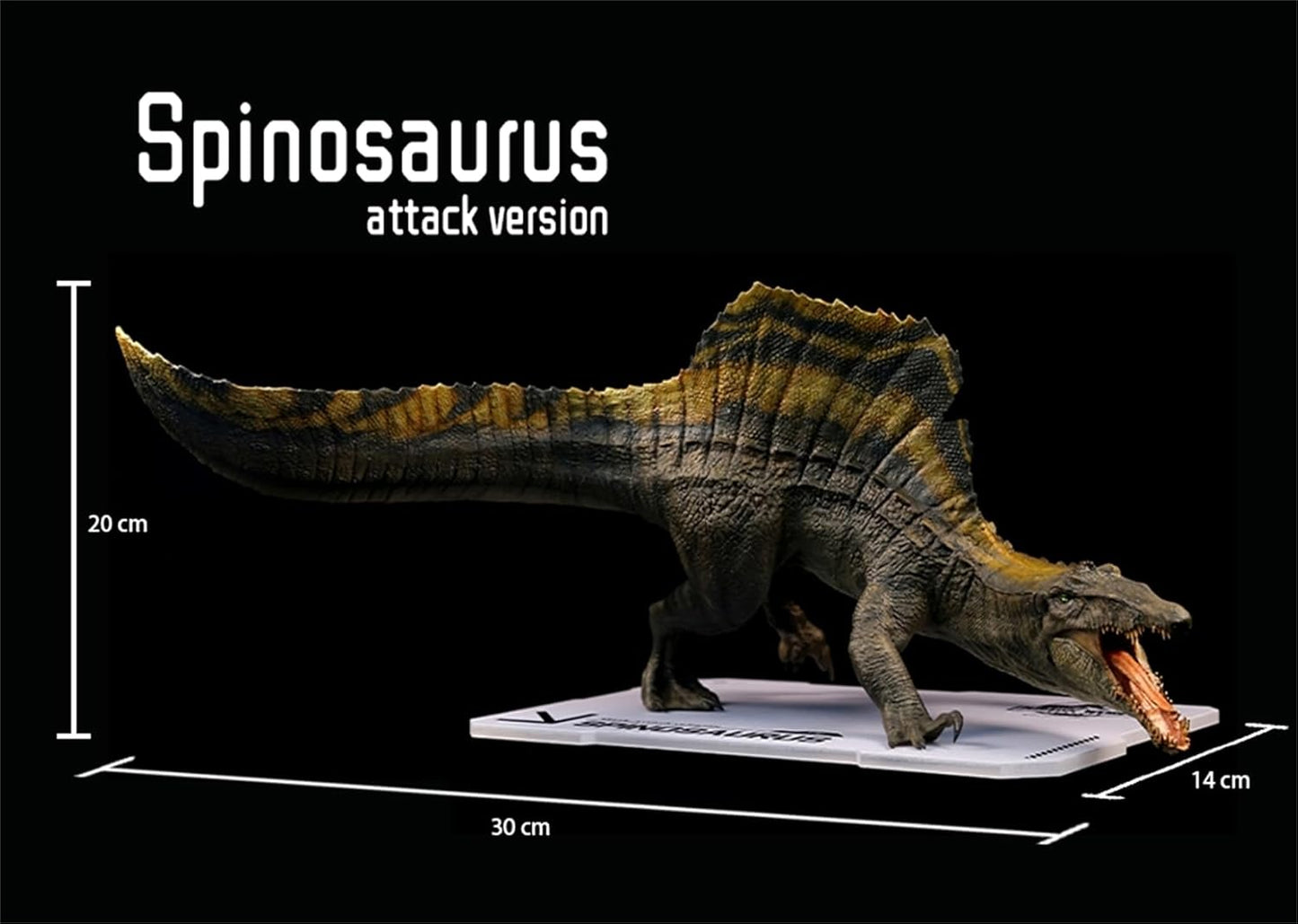 DINO DREAM 1:30 サイズ スピノサウルス 攻撃姿 白亜紀 ティタノサウルス類 鳥吻類 恐竜 30cm級 フィギュア 樹脂 プラモデル 模型 シーン 情景セット 塗装済 台座付き