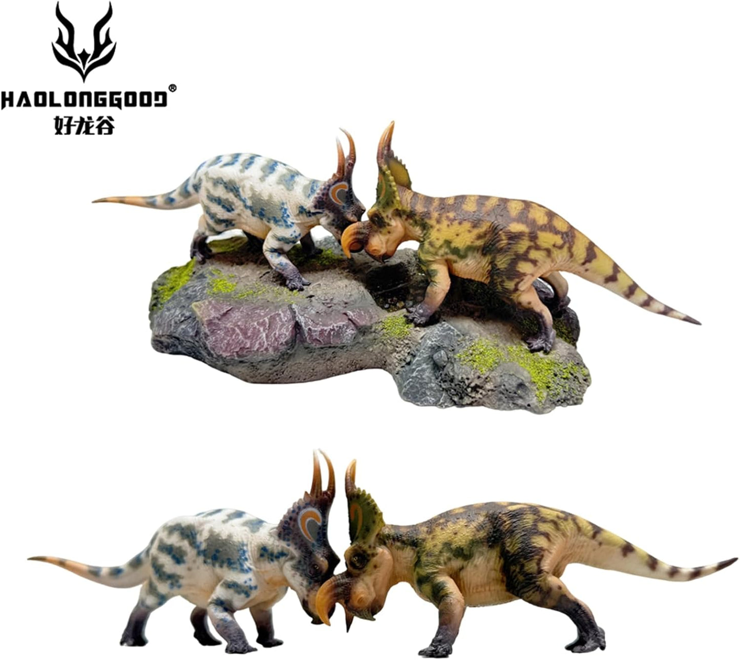 HAOLONGGOOD 1/35 サイズ エイニオサウルス 26cm級 PVC CE認証 塗装済 白亜紀 角竜類 ケラトプス科 草食系 恐竜 フィギュア リアル 模型 プラモデル おもちゃ 置物