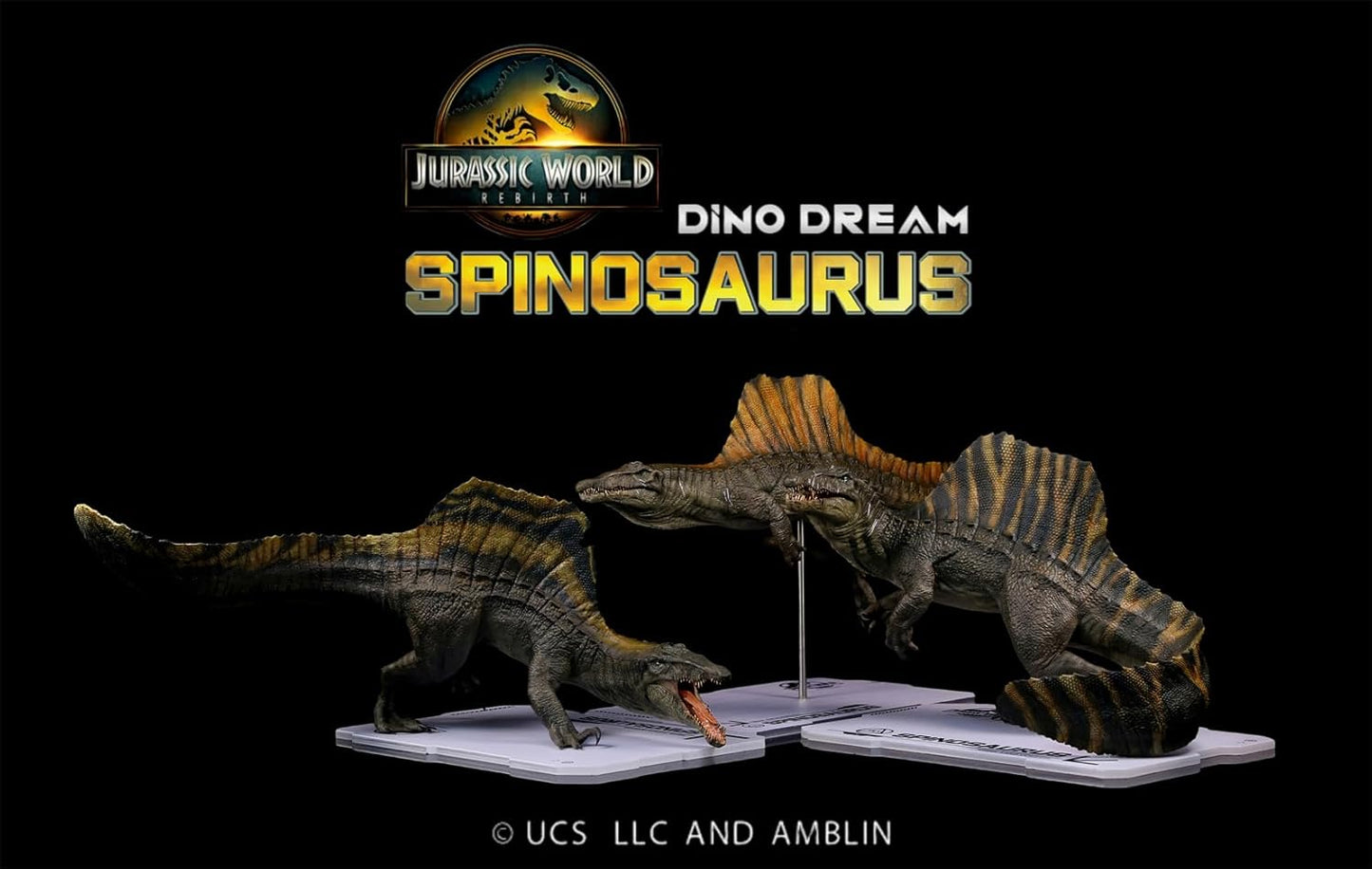 DINO DREAM 1:30 サイズ スピノサウルス 攻撃姿 白亜紀 ティタノサウルス類 鳥吻類 恐竜 30cm級 フィギュア 樹脂 プラモデル 模型 シーン 情景セット 塗装済 台座付き