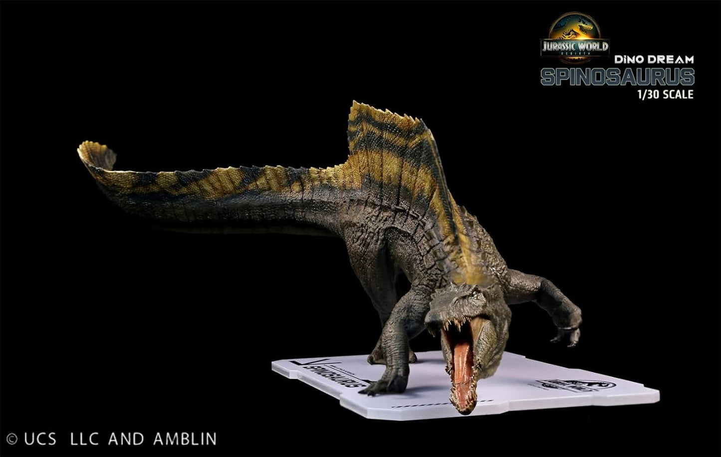 DINO DREAM 1:30 サイズ スピノサウルス 攻撃姿 白亜紀 ティタノサウルス類 鳥吻類 恐竜 30cm級 フィギュア 樹脂 プラモデル 模型 シーン 情景セット 塗装済 台座付き