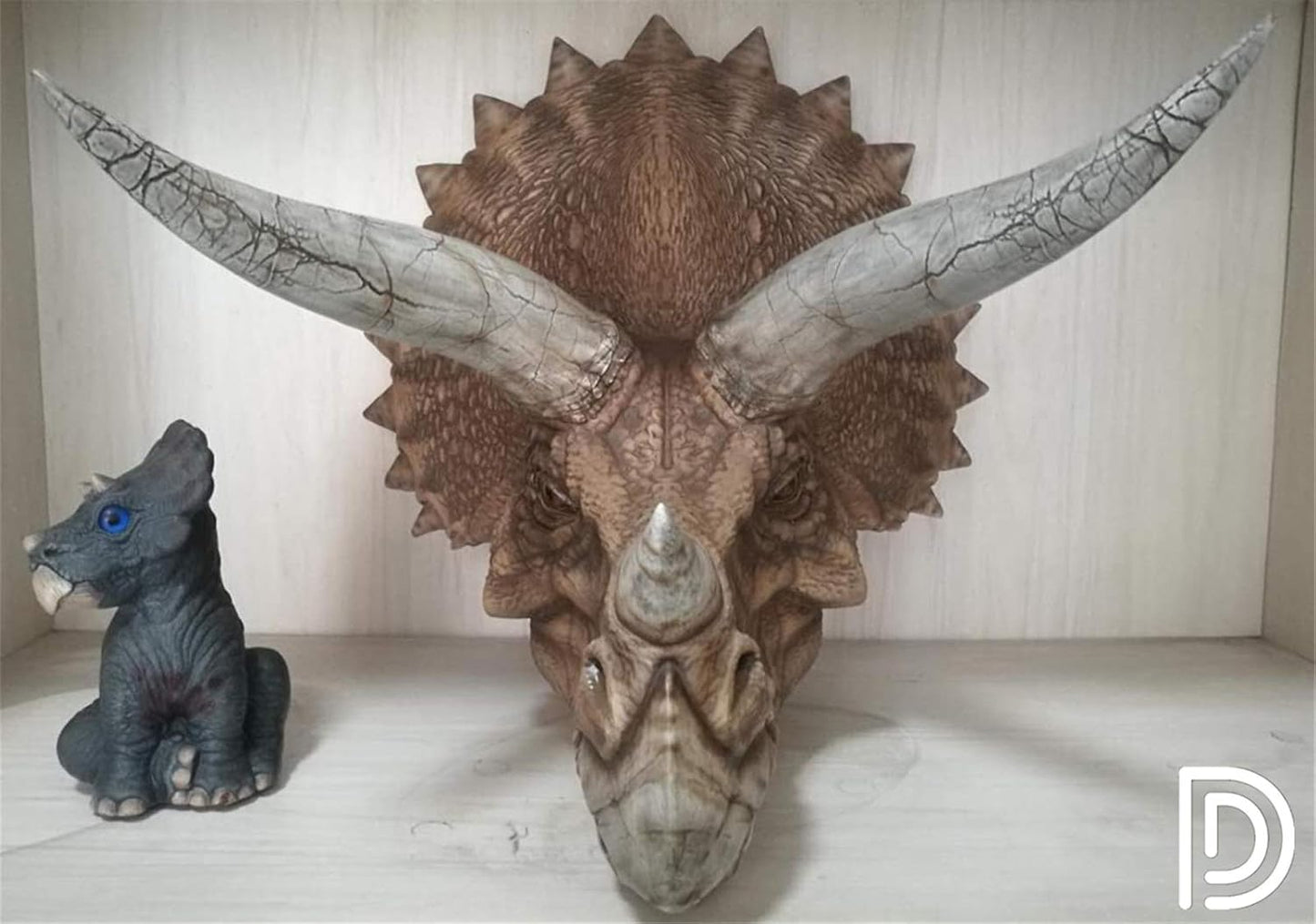 DINO DREAM 1/5 サイズ トリケラトプス 頭 ヘッド 恐竜 リアル フィギュア PVC プラモデル おもちゃ 模型 プレゼント プレミアム 38cm級 オリジナル スタチュー 塗装済 完成品 置物