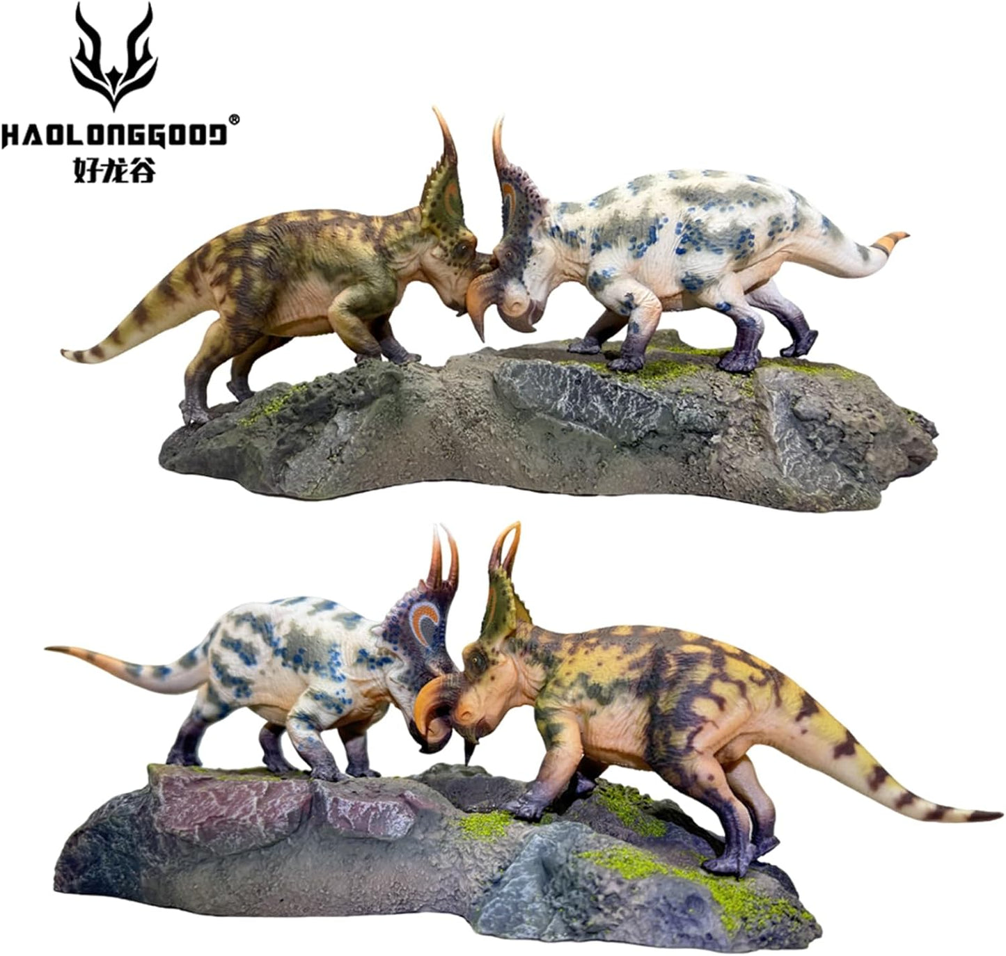 HAOLONGGOOD 1/35 サイズ エイニオサウルス 26cm級 PVC CE認証 塗装済 白亜紀 角竜類 ケラトプス科 草食系 恐竜 フィギュア リアル 模型 プラモデル おもちゃ 置物
