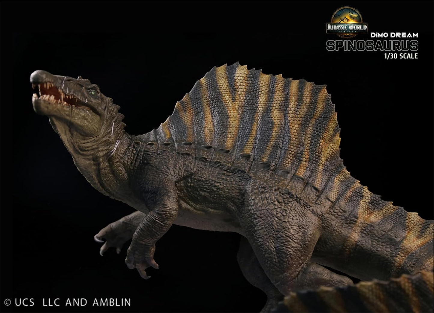 DINO DREAM 1/30 サイズ スピノサウルス 立ち姿 白亜紀 ティタノサウルス類 鳥吻類 恐竜 22cm級 フィギュア 樹脂 プラモデル 模型 シーン 情景セット 塗装済 台座付き