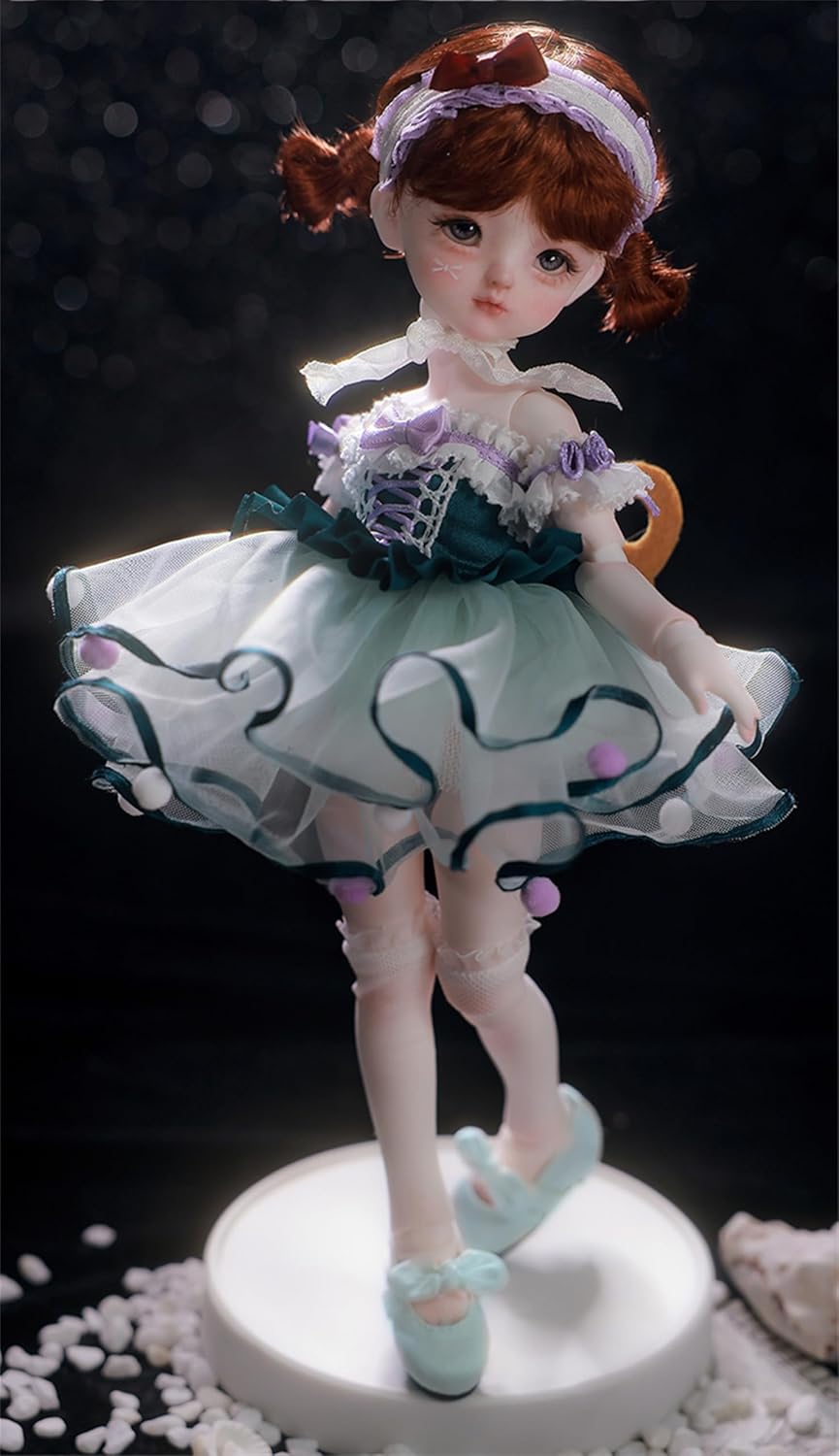 BACALYSO | shuga fairy 1/6 スケール 球体関節人形 女 バレエ 幼女 BJDドール 可動 フィギュア 身長28CM メイク済み 仮装でき プリンセス ドレス 可愛い 樹脂 洋服セット 誕生日 プレゼント (素体(化粧済み))