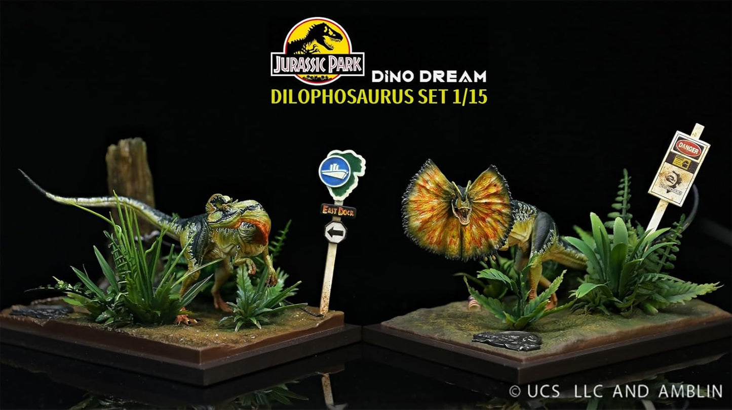 DINO DREAM 1/15 サイズ ディロフォサウルス ジュラ紀 肉食 獣脚類恐竜 18cm級 オス メス リアル フィギュア 樹脂 プラモデル 大人のおもちゃ 模型 シーン 情景セット プレゼント プレミアム オリジナル スタチュー 塗装済 完成品 置物 台座付き (閉じる)