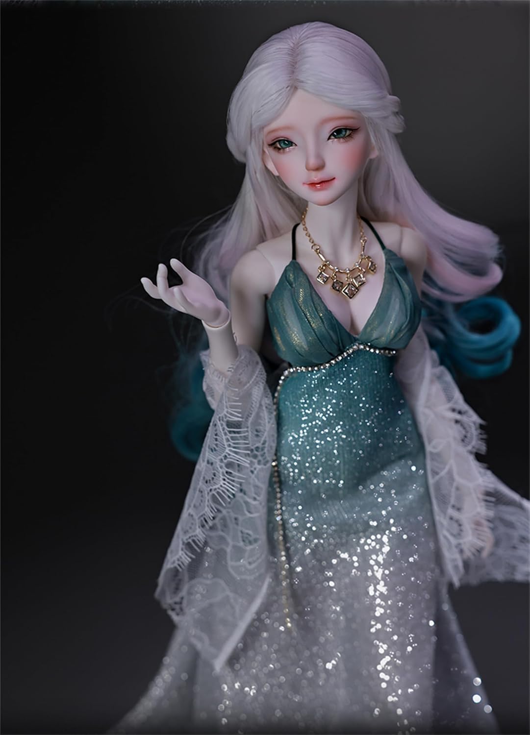 BACALYSO | shuga fairy 1/4 スケール 球体関節人形 女 グリーンスカート 少女 BJDドール 可動 フィギュア 身長44CM メイク済み 仮装でき プリンセス ドレス 可愛い 樹脂 洋服セットプレゼント (素体(化粧済み))