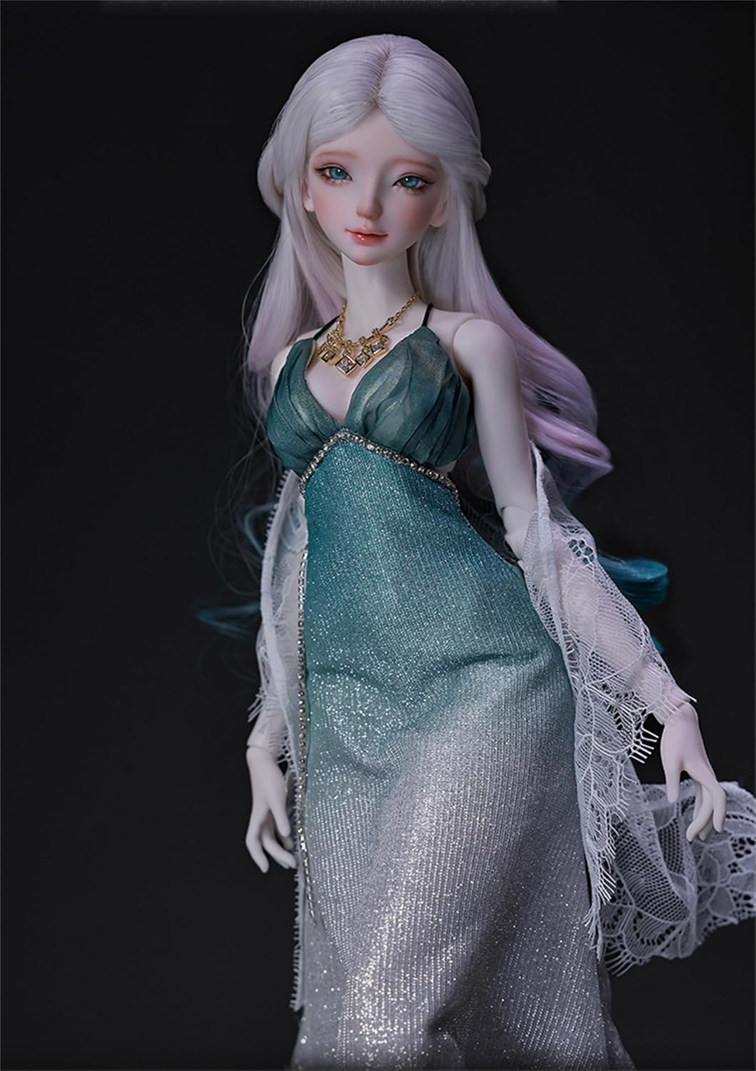 BACALYSO | shuga fairy 1/4 スケール 球体関節人形 女 グリーンスカート 少女 BJDドール 可動 フィギュア 身長44CM メイク済み 仮装でき プリンセス ドレス 可愛い 樹脂 洋服セットプレゼント (素体(化粧済み))