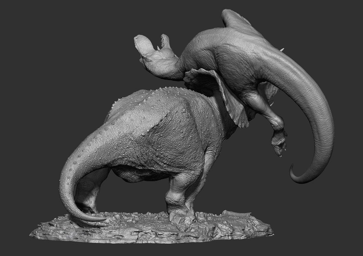SHOWANNA 1/18スケール トリケラトプス vs アルバートサウルス 獣脚類 恐竜 リアル フィギュア 46.5CM級 情景セット 樹脂 プラモデル 模型 スタチュー 台座付き (塗装済み)
