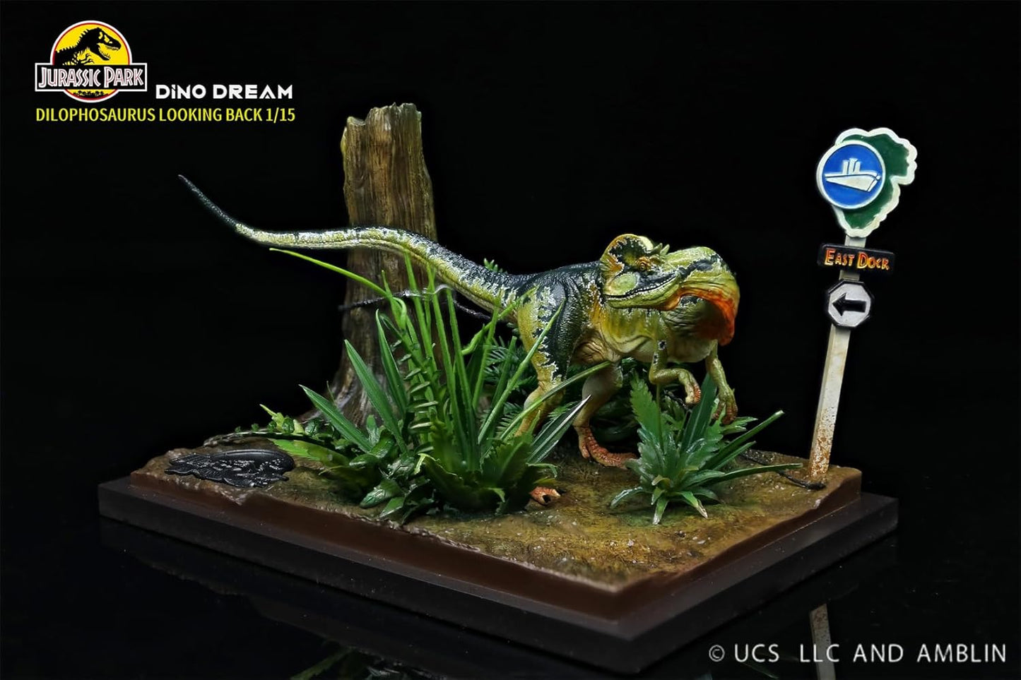 DINO DREAM 1/15 サイズ ディロフォサウルス ジュラ紀 肉食 獣脚類恐竜 18cm級 オス メス リアル フィギュア 樹脂 プラモデル 大人のおもちゃ 模型 シーン 情景セット プレゼント プレミアム オリジナル スタチュー 塗装済 完成品 置物 台座付き (閉じる)