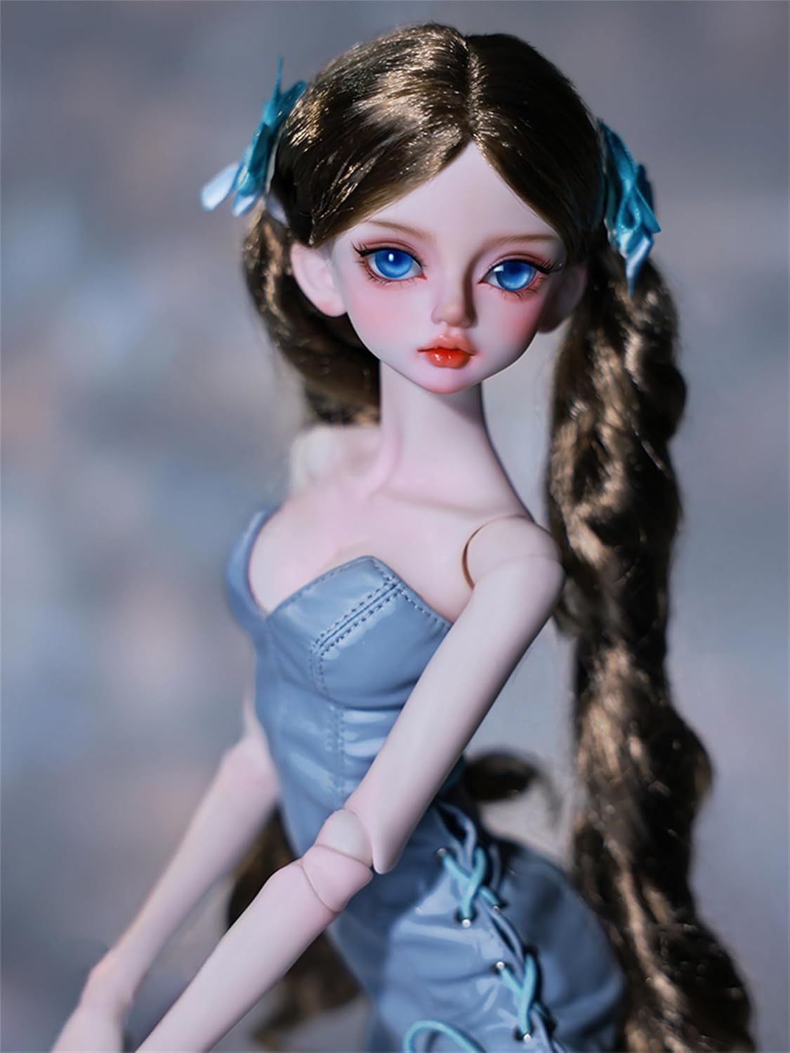 BACALYSO | shuga fairy 1/4 スケール 球体関節人形 女 Nancy ブルースカート 少女 BJDドール 可動 フィギュア 身長44CM メイク済み 仮装でき プリンセス ドレス 可愛い 樹脂 洋服セット 誕生日 プレゼント (素体(化粧済み))