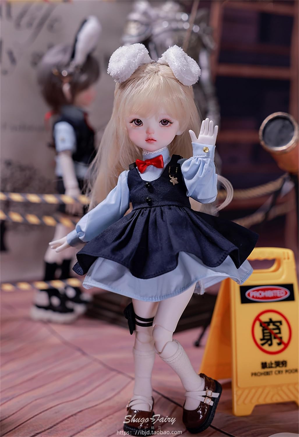 BACALYSO | shuga fairy 1/6 スケール 球体関節人形 Damita 兎 動物警官 兎耳 少年 少女BJDドール 可動 フィギュア 身長29CM メイク済み 仮装でき 可愛い 樹脂 服セット (女の子)