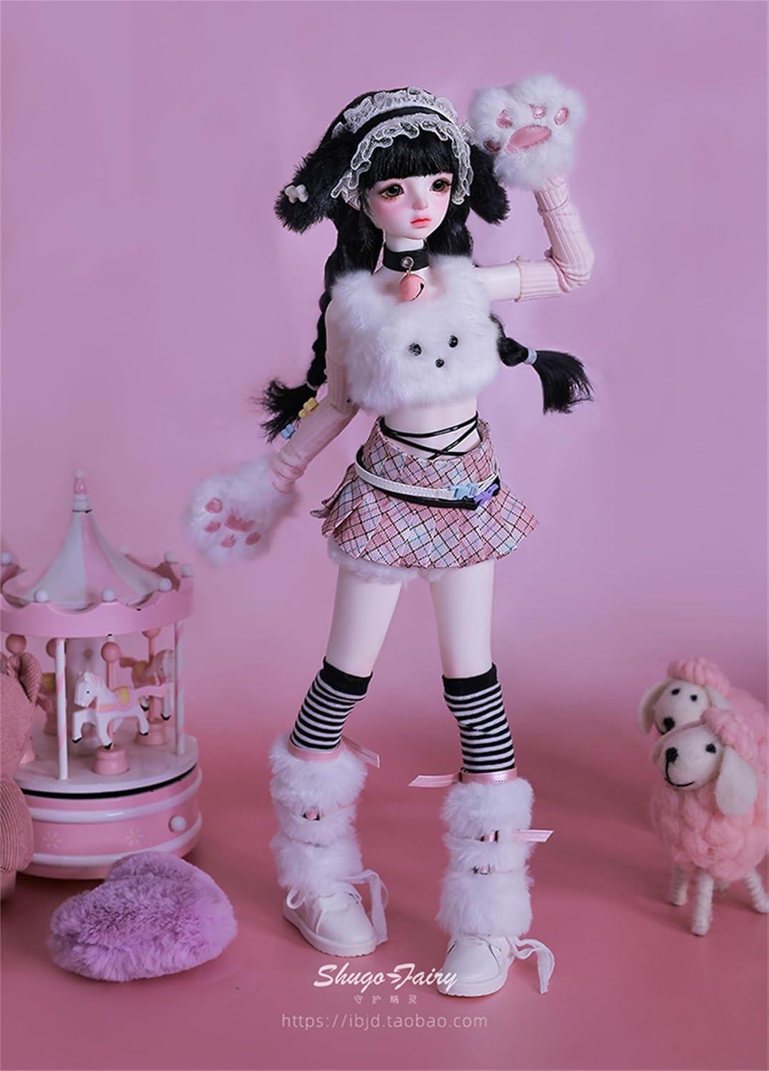 BACALYSO | shuga fairy 1/4 スケール 球体関節人形 女 猫少女 center ステージ BJDドール 可動 フィギュア 身長43.5CM メイク済み 仮装でき プリンセス風 可愛い 樹脂 洋服セット 誕生日プレゼント