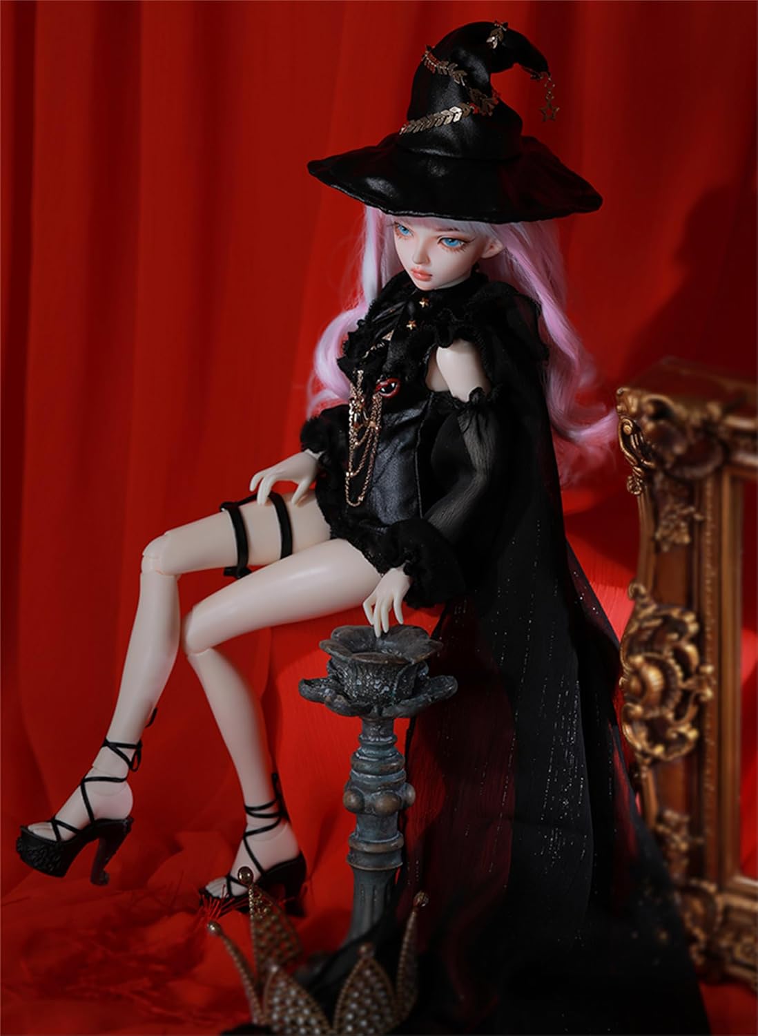 shuga fairy 1/4 スケール 球体関節人形 女 Aurola ハロウィン魔法少女 BJDドール 塗装済み 可動 フィギュア 身長41CM メイク済み 樹脂 洋服セット