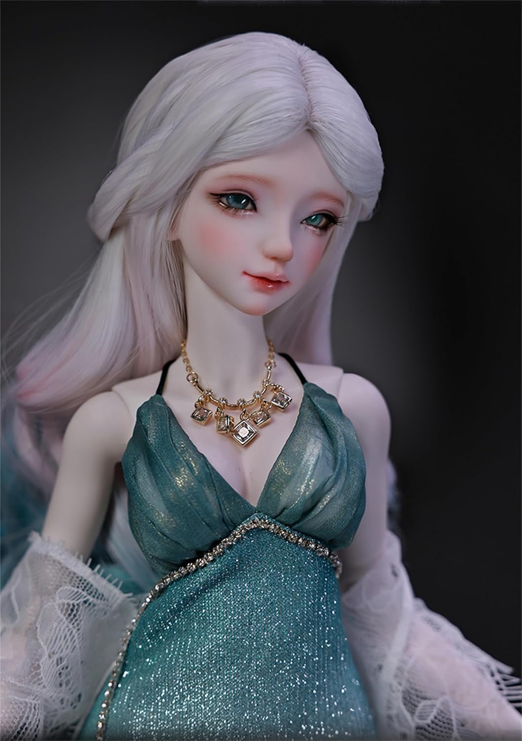 BACALYSO | shuga fairy 1/4 スケール 球体関節人形 女 グリーンスカート 少女 BJDドール 可動 フィギュア 身長44CM メイク済み 仮装でき プリンセス ドレス 可愛い 樹脂 洋服セットプレゼント (素体(化粧済み))