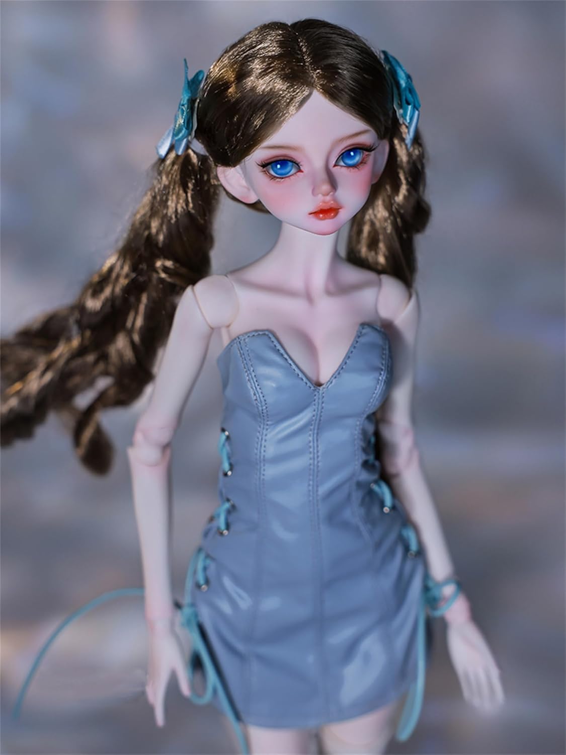 BACALYSO | shuga fairy 1/4 スケール 球体関節人形 女 Nancy ブルースカート 少女 BJDドール 可動 フィギュア 身長44CM メイク済み 仮装でき プリンセス ドレス 可愛い 樹脂 洋服セット 誕生日 プレゼント (素体(化粧済み))