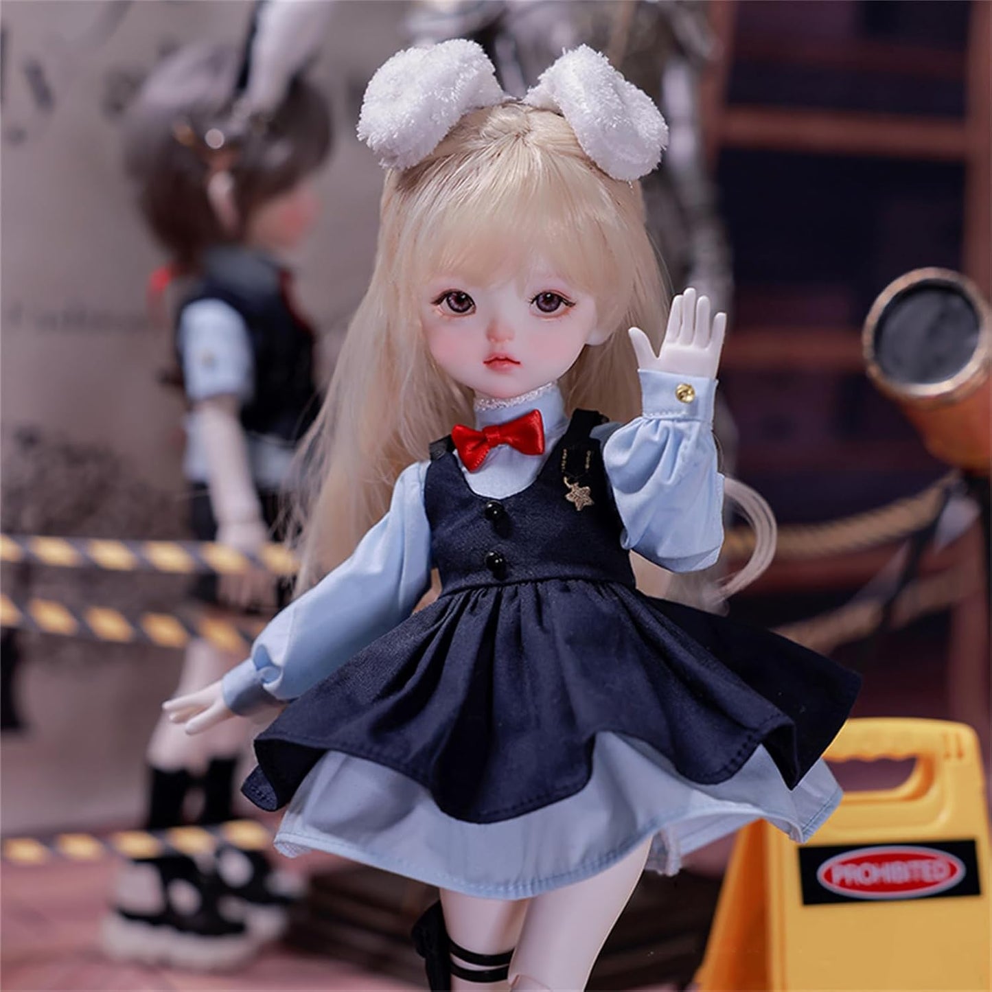 BACALYSO | shuga fairy 1/6 スケール 球体関節人形 Damita 兎 動物警官 兎耳 少年 少女BJDドール 可動 フィギュア 身長29CM メイク済み 仮装でき 可愛い 樹脂 服セット (女の子)