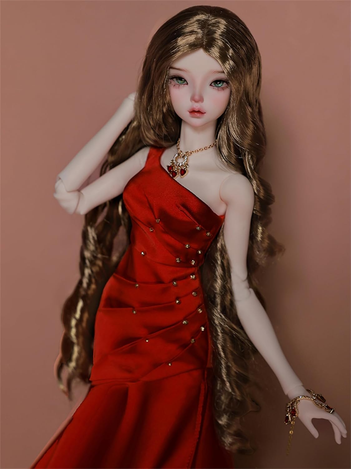 BACALYSO | shuga fairy 1/4 スケール 球体関節人形 女 メアリー レッドドレス BJDドール 可動 フィギュア 身長44CM メイク済み 仮装でき プリンセス ドレス 可愛い 樹脂 洋服セット 誕生日 プレゼント (素体(化粧済み))