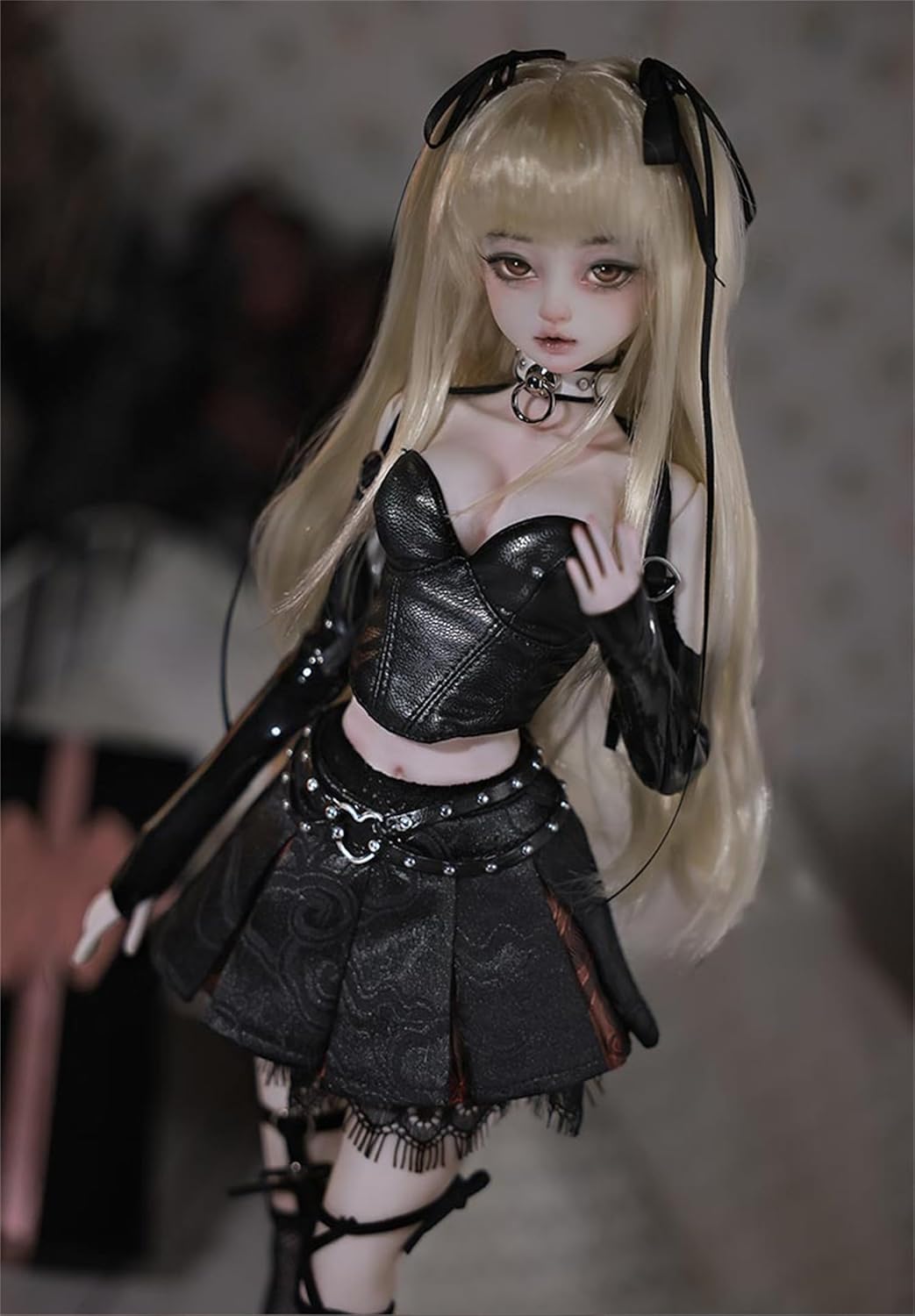 BACALYSO | shuga fairy 1/4 スケール 球体関節人形 女 ミナ ゴシック 暗黒風 スカート 少女 BJDドール 可動 フィギュア 身長44CM メイク済み プリンセス ドレス 可愛い 樹脂 洋服セット プレゼント (完成品)