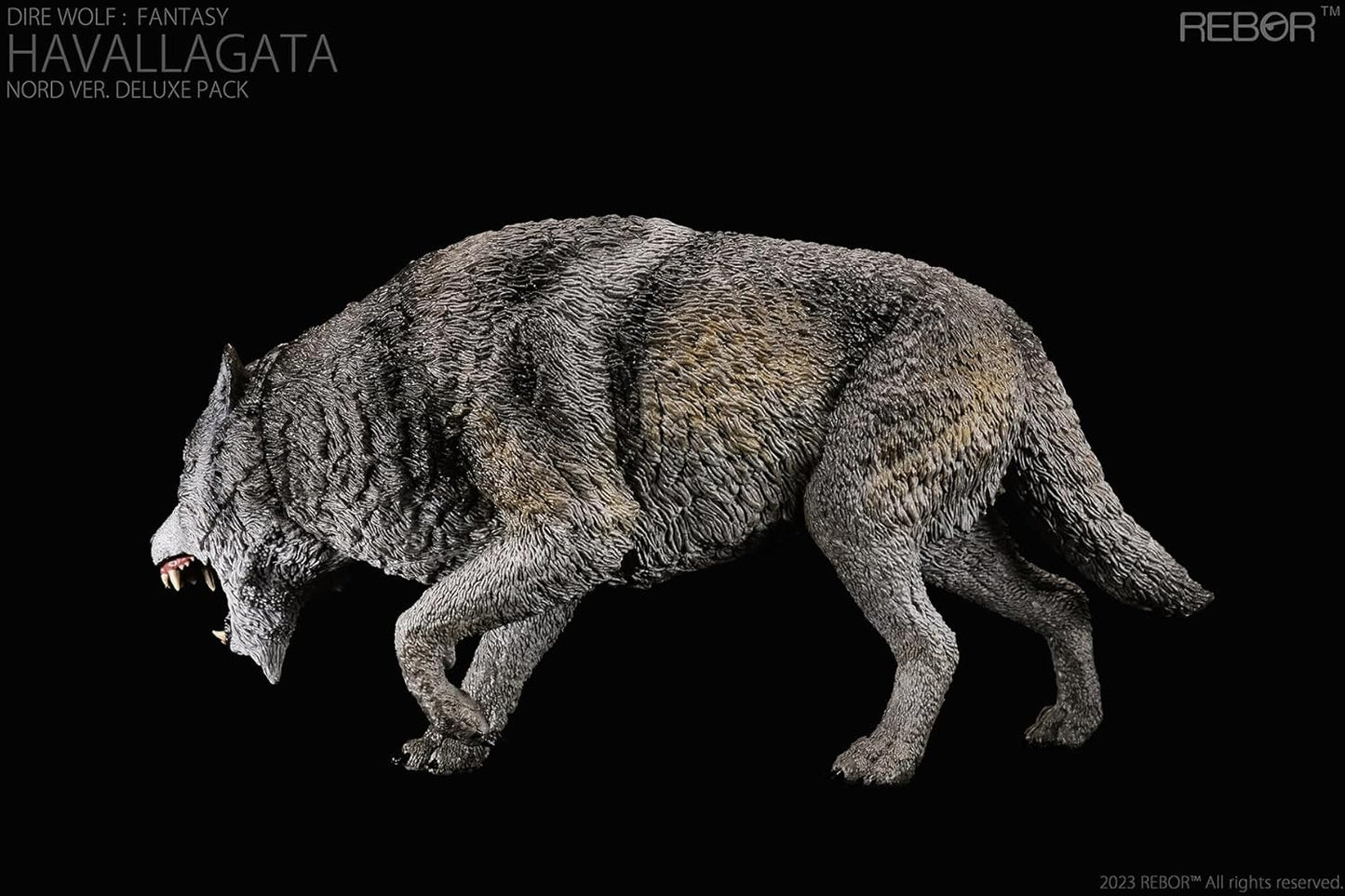 BACALYSO | REBOR 1:11スケール ダイアウルフ フィギュア 狼 オオカミ 食肉目 イヌ科 絶滅種 新生代第四紀更新世 18.5cm級 動物 PVC おもちゃ 模型 (グレイ)