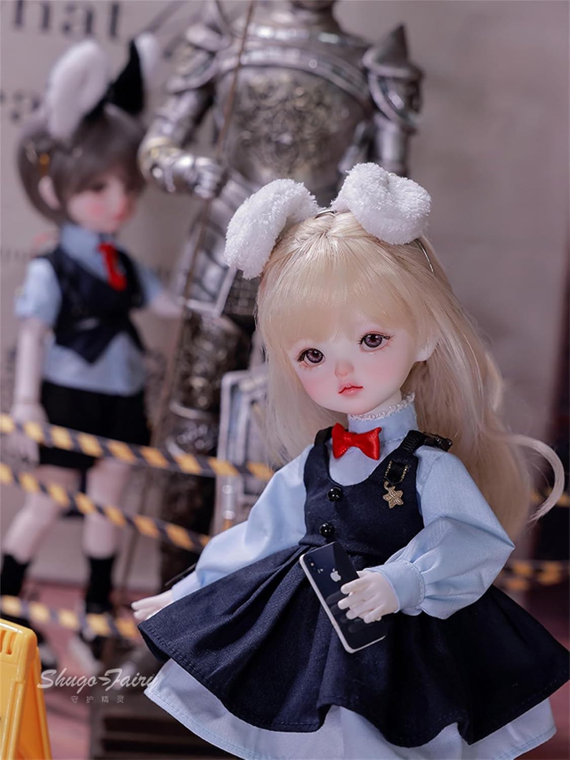 BACALYSO | shuga fairy 1/6 スケール 球体関節人形 Damita 兎 動物警官 兎耳 少年 少女BJDドール 可動 フィギュア 身長29CM メイク済み 仮装でき 可愛い 樹脂 服セット (女の子)