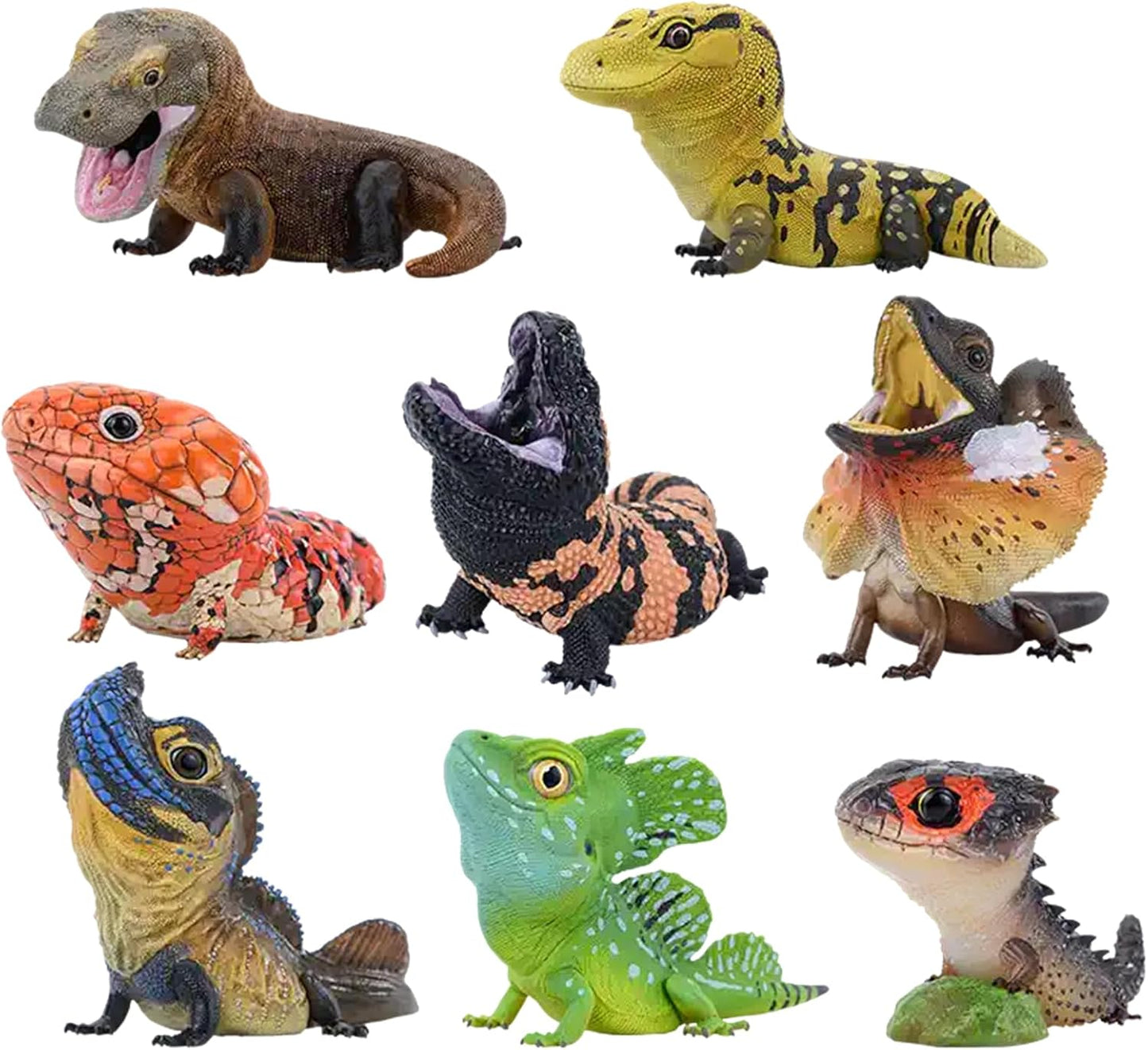 動物惑星 トカゲ ガチャガチャ2.0 7~10CM級 アメリカドクトカゲ マツカサトカゲ コモドオオトカゲ アカメカブトトカゲ 爬虫類 フィギュア 全8種 樹脂 可愛い おもちゃ プラモデル 動物 好き 模型 (お揃い)