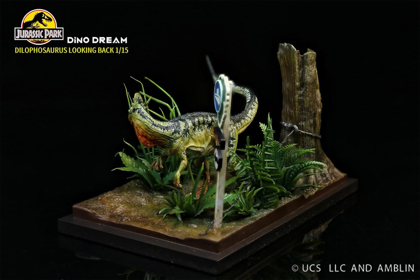 DINO DREAM 1/15 サイズ ディロフォサウルス ジュラ紀 肉食 獣脚類恐竜 18cm級 オス メス リアル フィギュア 樹脂 プラモデル 大人のおもちゃ 模型 シーン 情景セット プレゼント プレミアム オリジナル スタチュー 塗装済 完成品 置物 台座付き (閉じる)