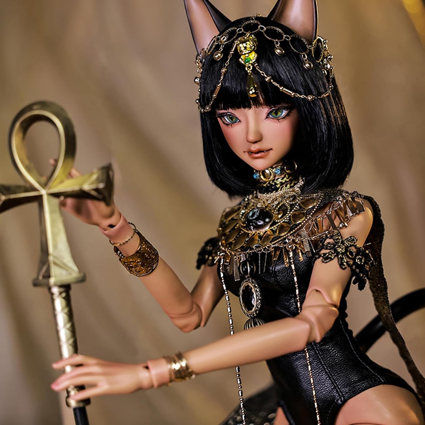shuga fairy 1/4 スケール 球体関節人形 女 bast エジプトの女神 猫耳 BJDドール 可動 フィギュア 身長48.5CM メイク済み 樹脂 服セット