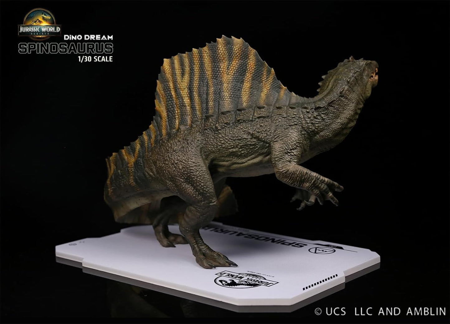 DINO DREAM 1/30 サイズ スピノサウルス 立ち姿 白亜紀 ティタノサウルス類 鳥吻類 恐竜 22cm級 フィギュア 樹脂 プラモデル 模型 シーン 情景セット 塗装済 台座付き