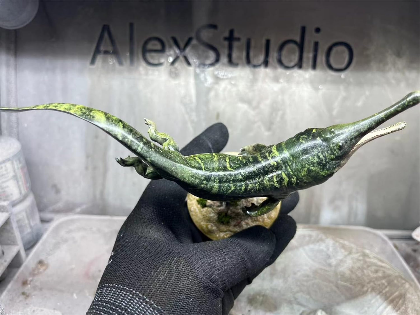 BACALYSO | ALEX STUDIO Prionosx Figure, 7.1 inches (18 cm), Permium, Amphibians, Prionoskus, Arquegosaurus, Animal, Resin, Painted, Statue, Cute, Realistic, Animal, Plastic Model, Toy Model, Figurine