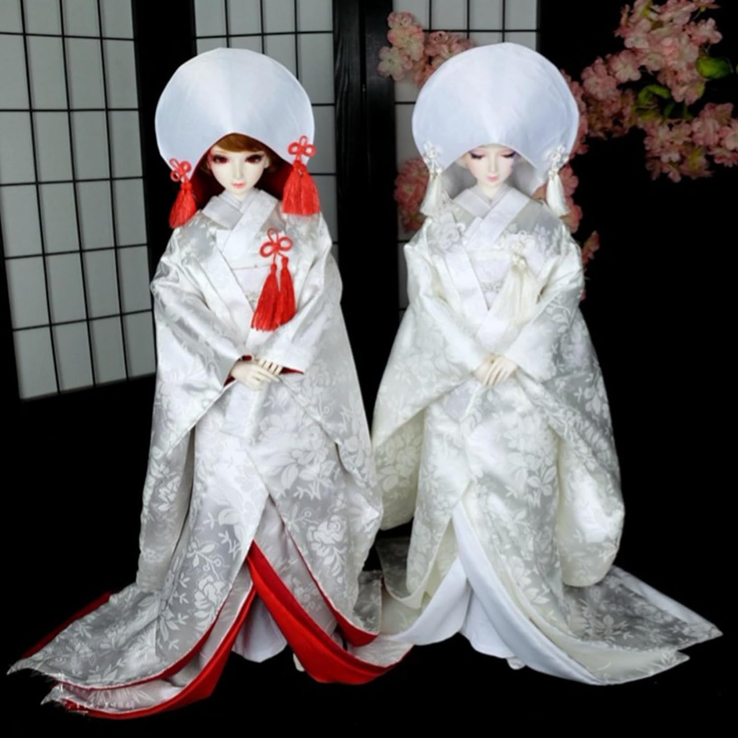 蘭亭集夢 1/3 1/4 スケール BJD 人形服 和風 紗 羽織 花嫁 白無垢 着物 草花模様 女の子 晴れ着 11点セット 振袖 和柄 人形服 着せ替え 服 仮装 服セット