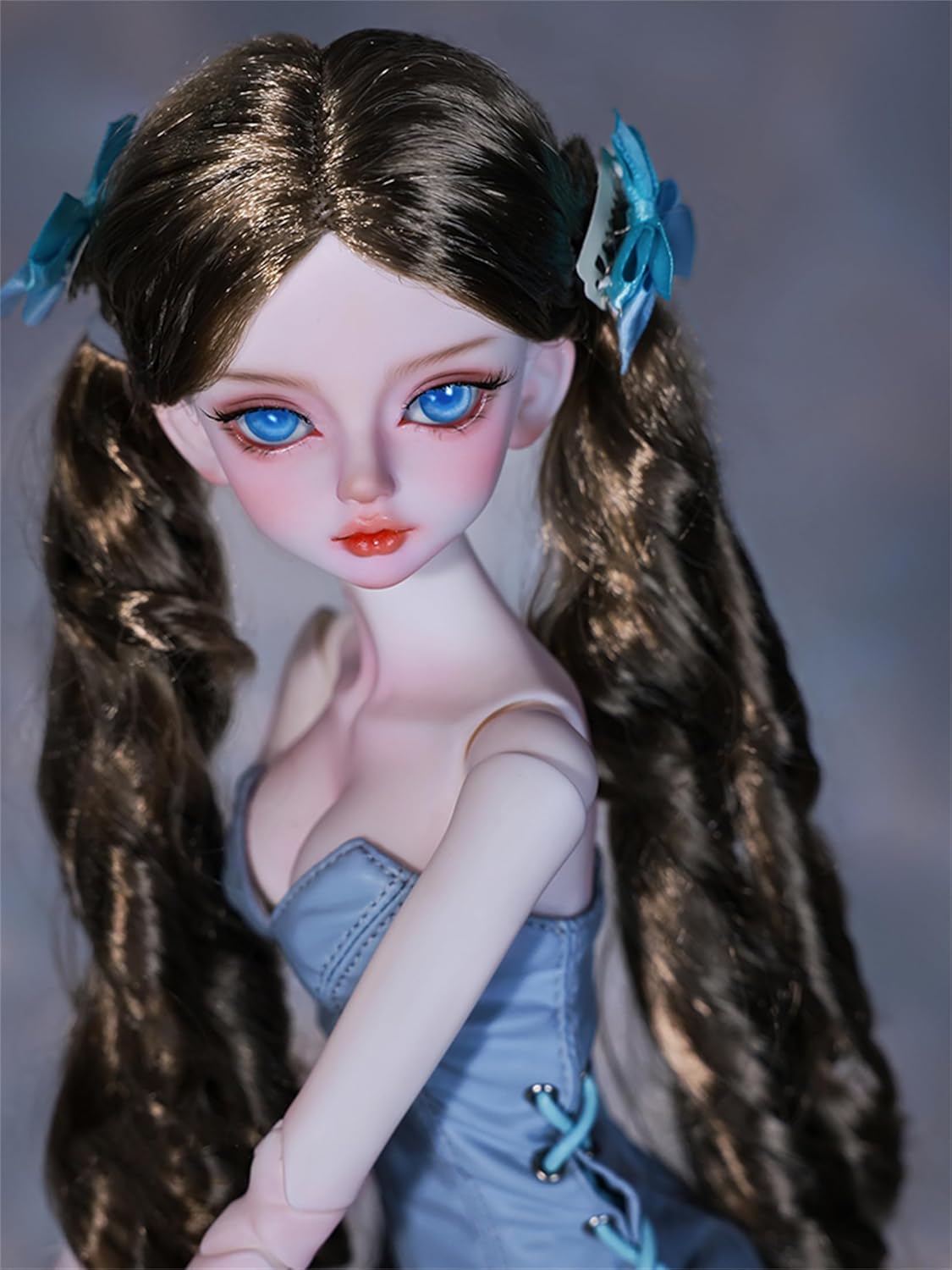 BACALYSO | shuga fairy 1/4 スケール 球体関節人形 女 Nancy ブルースカート 少女 BJDドール 可動 フィギュア 身長44CM メイク済み 仮装でき プリンセス ドレス 可愛い 樹脂 洋服セット 誕生日 プレゼント (素体(化粧済み))