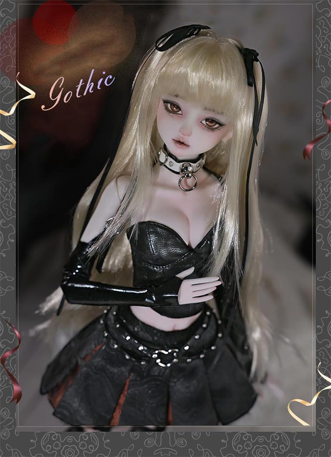 BACALYSO | shuga fairy 1/4 スケール 球体関節人形 女 ミナ ゴシック 暗黒風 スカート 少女 BJDドール 可動 フィギュア 身長44CM メイク済み プリンセス ドレス 可愛い 樹脂 洋服セット プレゼント (完成品)